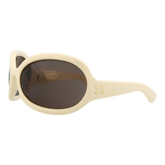Gucci Womens Shield/Wrap White White Brown Fashion Designer Eyewear - Picture 1 of 4